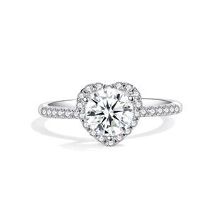 1 Carat Center Diamond 18k Engagement Ring Vintage Heart Halo